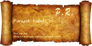 Panyek Rabán névjegykártya